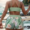 Womens Plus Size Bikini Set Solid Floral Sexy Padded Swimwear