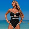Womens Solid Color One Piece Swimsuit Quick Dry High Elasticity Chest Pad Tight Fit