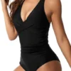 Womens Color Block One Piece Swimsuit Crisscross Padded QuickDry HighElastic