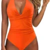 Womens Backless Crisscross Colorblock OnePiece Swimsuit Padded QuickDry HighElastic