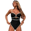 Womens Solid Color One Piece Swimsuit Quick Dry High Elasticity Chest Pad Tight Fit