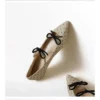Womens Faux Suede Pointed Toe Bow Buckle Mary Jane Flats Polka Dot Low Heel Shoes
