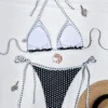 Womens Retro Polka Dot Triangle Bikini Tie Side Padded No Underwire