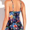 Women's Floral Tankini Swimsuit Padded No Underwire Two Piece