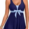 Women's Tankini Color Block Two Piece Swimsuit Padded Cups