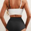 Women's Color Block Cropped Bikini Top Open Back Padded Wireless