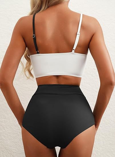 Women's Color Block Cropped Bikini Top Open Back Padded Wireless