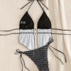 Retro Polka Dot Sexy Two Piece Long Top Tie Side Padded Swimsuit