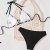 Womens Printed Triangle Bikini Tie Strap Padded Wireless Swimwear