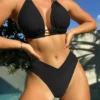 Womens Sporty Solid Color Two Piece Bikini Padded No Underwire Swimwear