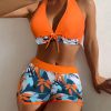 Womens High Rise Bikini Set Padded Conservative Sexy Fresh Swimwear