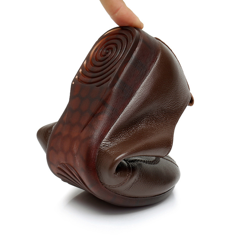 Womens Soft Leather Vintage Loafers Flats Wide Spring Fall Casual Lace-Up