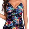 Women's Floral Tankini Swimsuit Padded No Underwire Two Piece