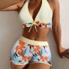 Women High Waisted Bikini Padded No Underwire Nylon Spandex Swimsuit