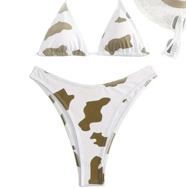 Women's Two Piece Bikini Padded Wireless Polyester Spandex Swimwear