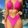 Womens Sporty Solid Color Two Piece Bikini Padded No Underwire Swimwear