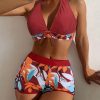 Womens High Rise Bikini Set Padded Conservative Sexy Fresh Swimwear