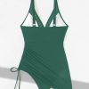Womens Mesh Drawstring One Piece Swimsuit Slimming Padded No Underwire