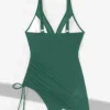 Womens Mesh Drawstring One Piece Swimsuit Slimming Padded No Underwire