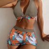 Womens High Rise Bikini Set Padded Conservative Sexy Fresh Swimwear