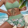 Womens Plus Size Bikini Set Solid Floral Sexy Padded Swimwear