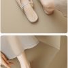 Womens Square Toe Satin Flat Mules Ankle Strap Summer Slip On Shoes