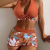 Womens High Rise Bikini Set Padded Conservative Sexy Fresh Swimwear