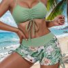 Womens Plus Size Bikini Set Solid Floral Sexy Padded Swimwear