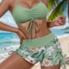 Womens Plus Size Bikini Set Solid Floral Sexy Padded Swimwear