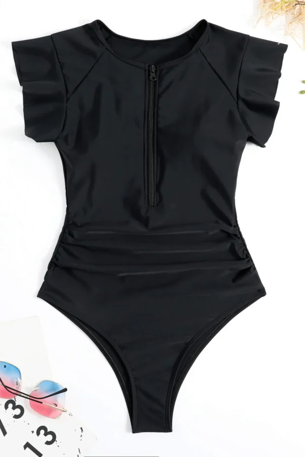 Women's Floral Ruffle Modest One Piece Swimsuit Padded Beach