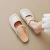 Womens Vintage Closed Toe Mules Flat Slip-On Summer Microfiber Rubber Shoes