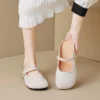 Womens Vintage Closed Toe Mules Flat Slip-On Summer Microfiber Rubber Shoes