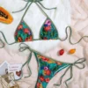 Womens Tropical Floral Tie Side Triangle Bikini With Padding