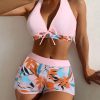 Womens High Rise Bikini Set Padded Conservative Sexy Fresh Swimwear