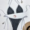 Womens Retro Polka Dot Triangle Bikini Tie Side Padded No Underwire