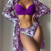 Womens Tight 3Pc Bikini Set Cover Up Padded No Underwire Nylon Swimsuit