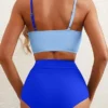 Women's Color Block Cropped Bikini Top Open Back Padded Wireless
