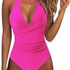 Womens Color Block One Piece Swimsuit Crisscross Padded QuickDry HighElastic