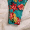 Womens Tropical Floral Tie Side Triangle Bikini With Padding