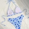Print Tie Strap Bikini Womens Vacation Swimwear