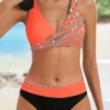 Womens Rhinestone Two Piece Padded Polyester Bikini