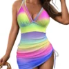 Womens Mesh Drawstring One Piece Swimsuit Slimming Padded No Underwire