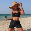 Womens Two Piece Swimsuit with Pockets Quick Dry High Elastic Chest Pad