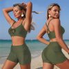 Womens Two Piece Swimsuit with Pockets Quick Dry High Elastic Chest Pad