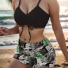 Womens Plus Size Bikini Set Solid Floral Sexy Padded Swimwear