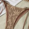 Womens Backless Textured Triangle Bikini Tie Side Two-Piece Swimwear Padded