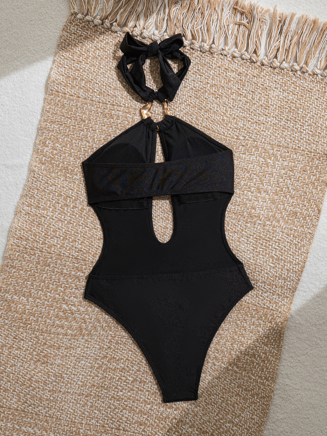 Womens Solid Halter Cutout One Piece Swimsuit Padded Wireless