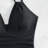 Womens Solid Halter Open Back Ruched Slimming One Piece Swimsuit