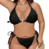Women's Plus Size Sexy Backless Solid Bikini Padded No Underwire Swimwear