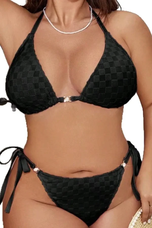 Women's Plus Size Sexy Backless Solid Bikini Padded No Underwire Swimwear